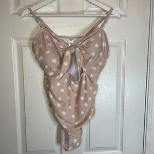 Cutout One-Piece Swimsuits Tummy Control Front Tie Knot - Size L